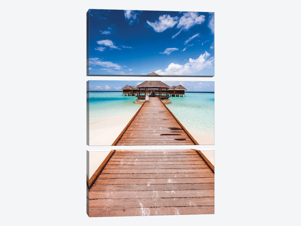 Pier In A Tropical Island, Maldives by Matteo Colombo 3-piece Canvas Art Print