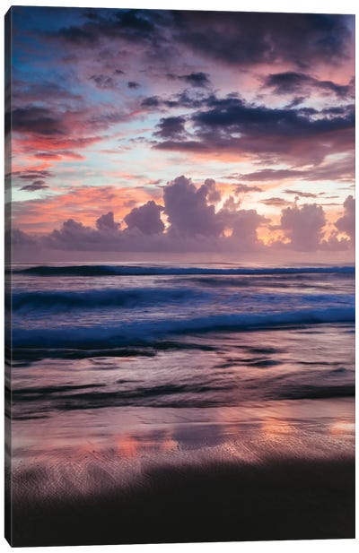 Colorful Sunset On The Caribbean Sea Canvas Art Print - Beach Sunrise & Sunset Art