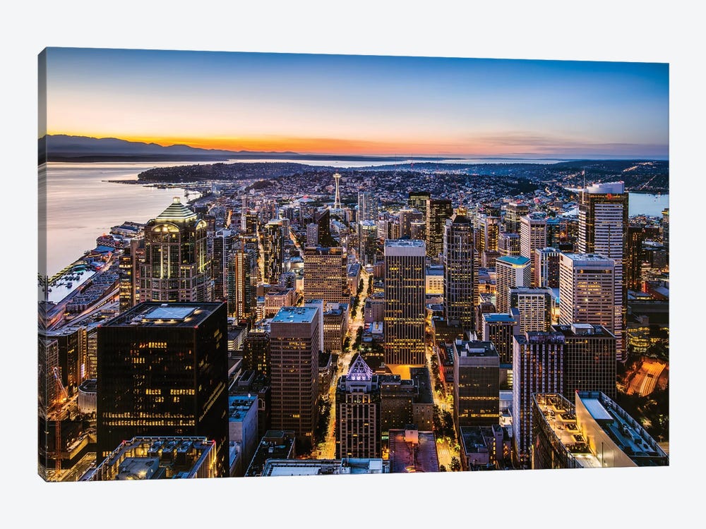Skyline And Downtown At Dusk, Seattle, USA by Matteo Colombo 1-piece Canvas Art Print
