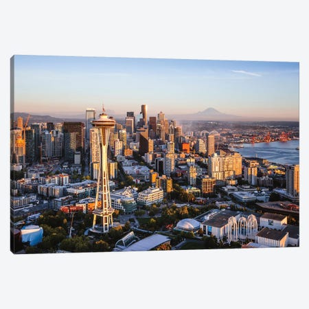Space Needle And Skyline, Seattle Canvas Print #TEO324} by Matteo Colombo Canvas Wall Art