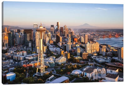 Space Needle And Skyline, Seattle Canvas Art Print - Urban Scenic Photography