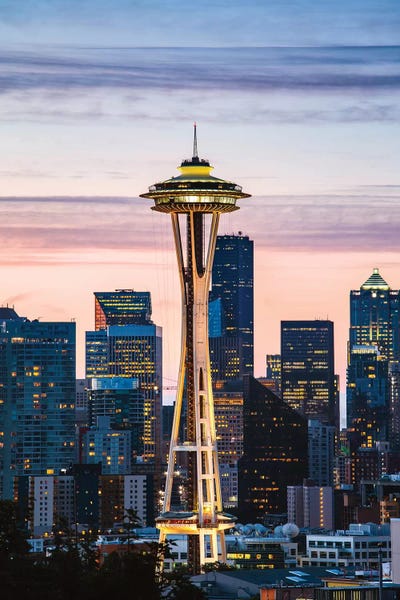 Towers: The Space Needle And Skyline At Dawn, Seattle, USA I by Matteo Colombo