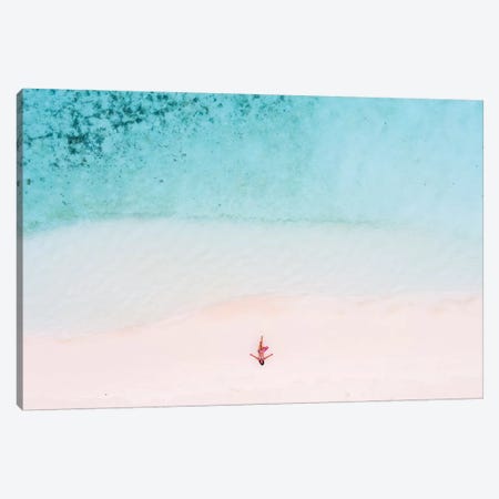 Woman Relaxing On Beach, Maldives Canvas Print #TEO330} by Matteo Colombo Canvas Artwork