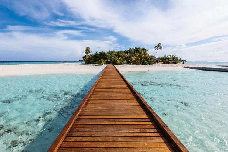 Wooden Jetty To A Tropical Island, Maldives