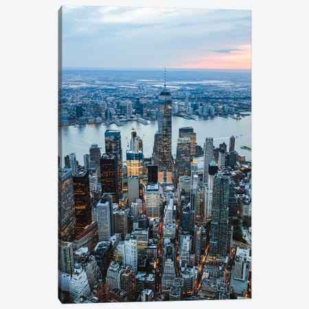 Aerial Of Manhattan At Sunset, New York Canvas Print #TEO334} by Matteo Colombo Canvas Art Print