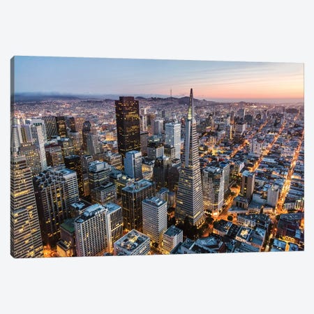 Aerial Of San Francisco At Dusk Canvas Print #TEO338} by Matteo Colombo Canvas Artwork