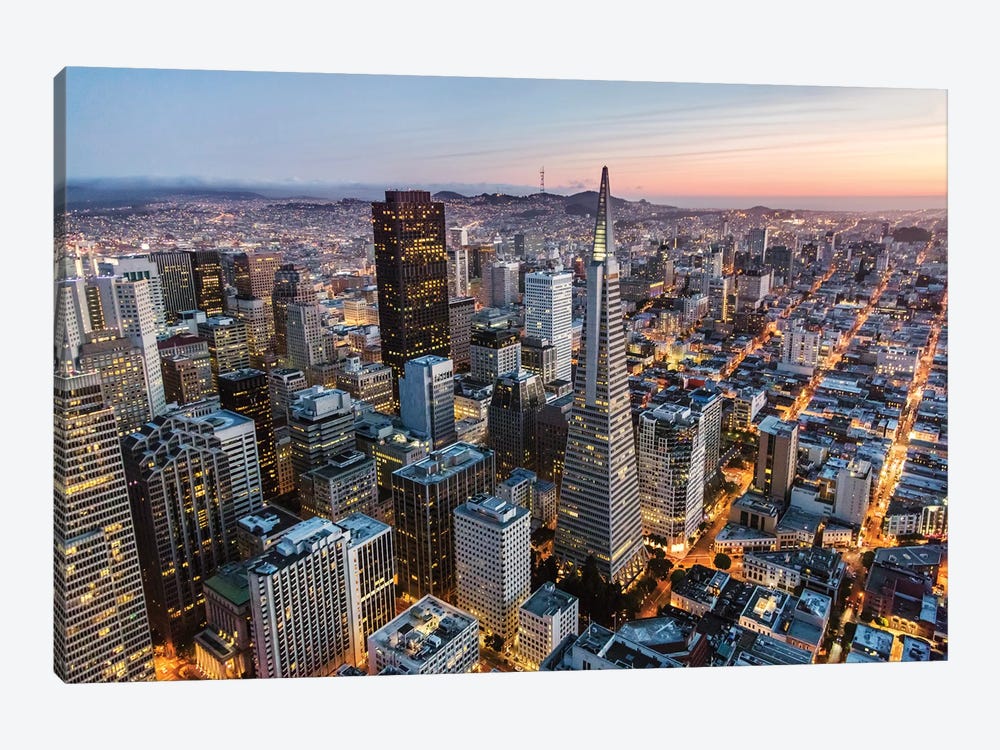 Aerial Of San Francisco At Dusk by Matteo Colombo 1-piece Canvas Print
