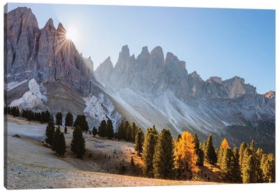 Alpine Peaks In Autumn, Italy Canvas Art Print - Snowy Mountain Art