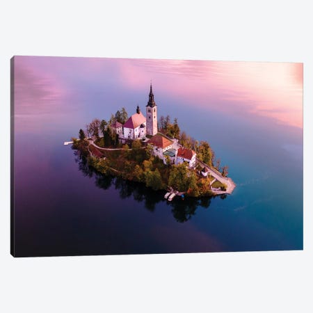 Bled Island At Sunrise, Slovenia Canvas Print #TEO352} by Matteo Colombo Canvas Artwork