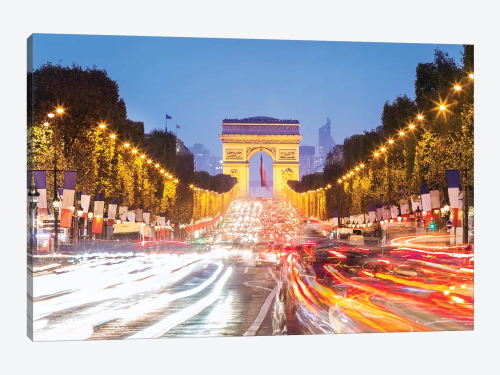 Champs Elysees At Night, Paris by Matteo Colombo 1-piece Canvas Artwork