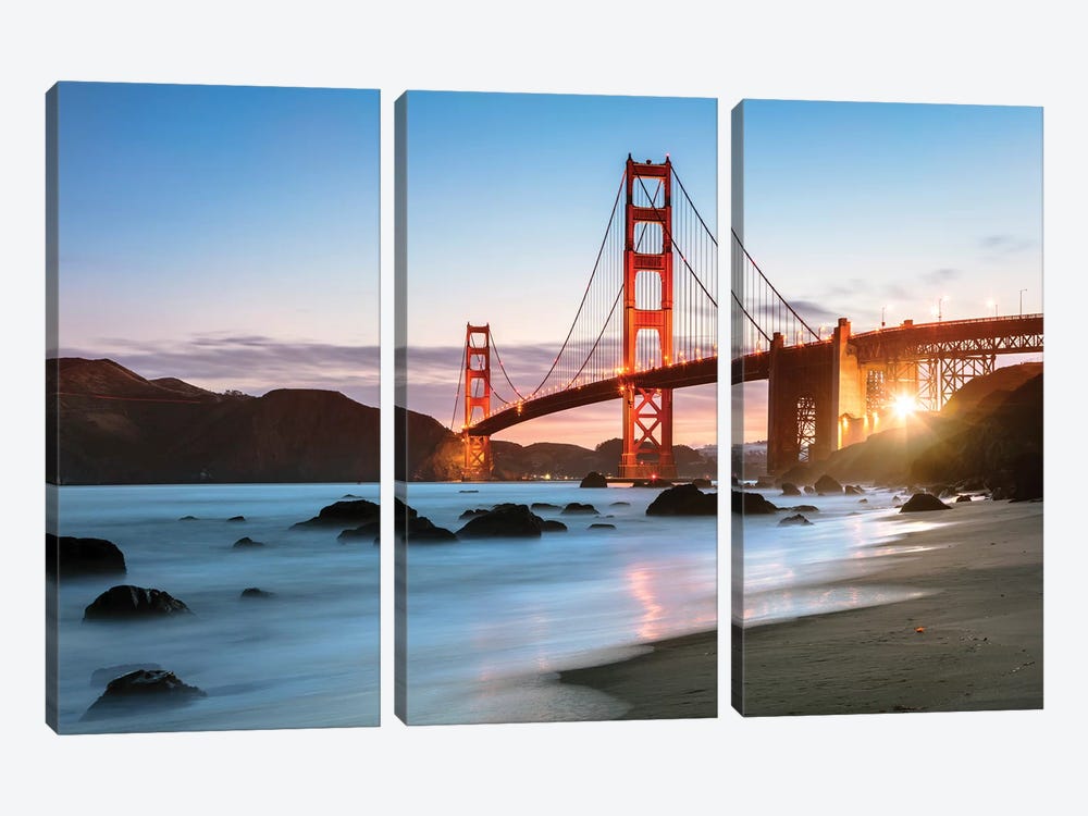 Dawn At The Golden Gate by Matteo Colombo 3-piece Canvas Artwork