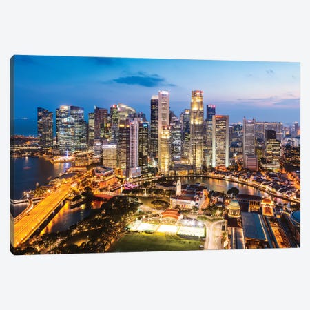 Downtown Singapore At Sunset Canvas Print #TEO368} by Matteo Colombo Art Print