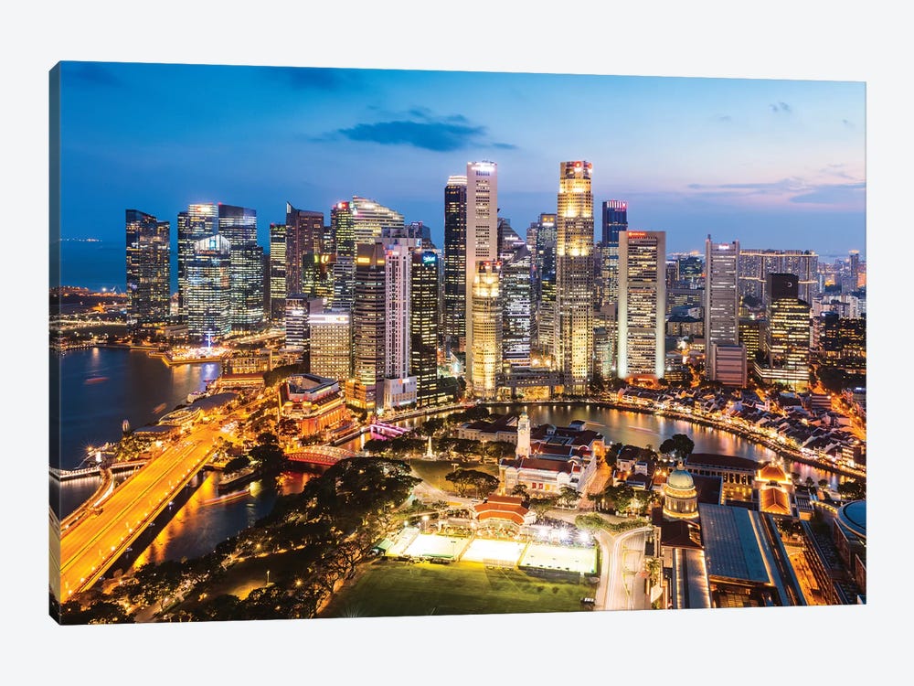 Downtown Singapore At Sunset by Matteo Colombo 1-piece Canvas Art