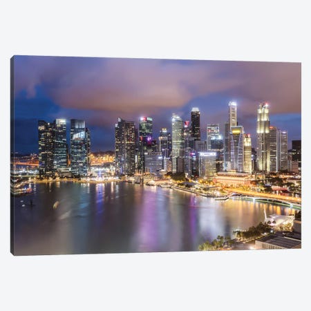 Financial District At Dusk, Singapore Canvas Print #TEO371} by Matteo Colombo Canvas Art