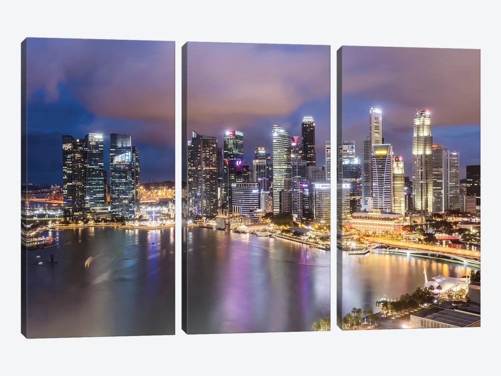 Financial District At Dusk, Singapore by Matteo Colombo 3-piece Canvas Artwork