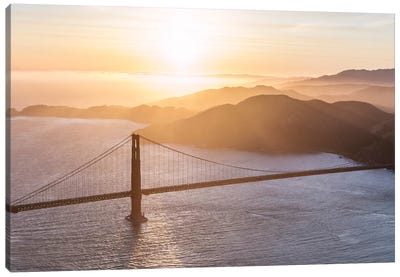 Golden Gate Bridge At Sunset Canvas Art Print - Golden Gate Bridge