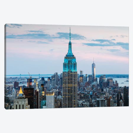 Empire State Building At Dusk, Midtown, New York City, New York, USA Canvas Print #TEO37} by Matteo Colombo Canvas Art