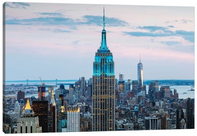 Empire State Building At Dusk, Midtown, New York City, New York, USA Canvas Art Print - Famous Architecture & Engineering