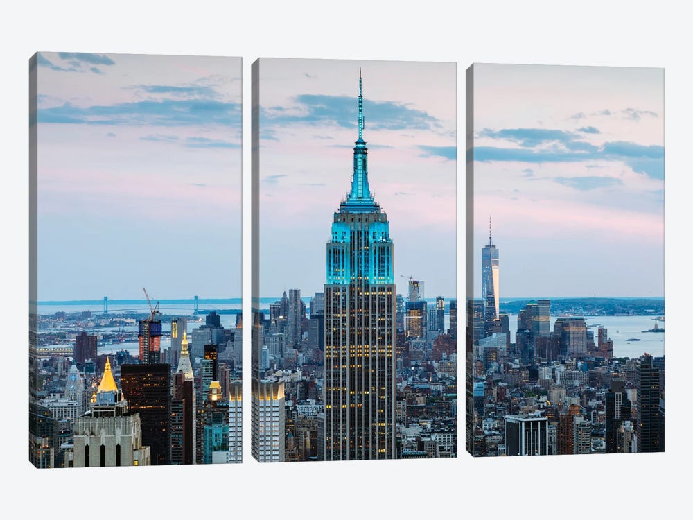 Empire State Building At Dusk, Midtown, New York City, New York, USA by Matteo Colombo 3-piece Canvas Art