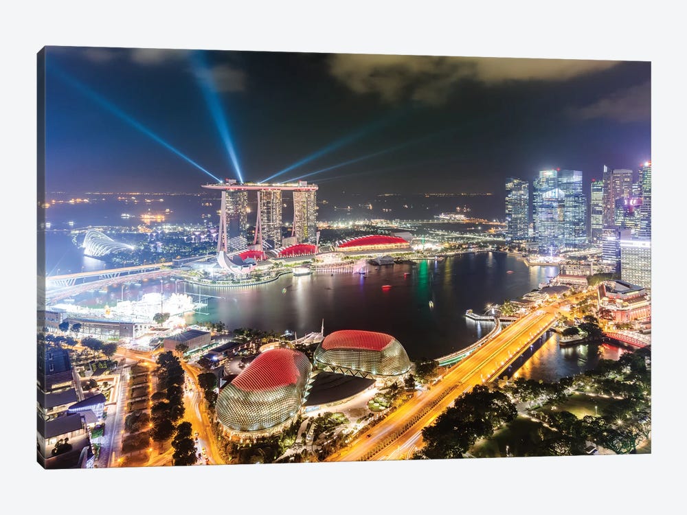 Light Show At Marina Bay Sands, Singapore by Matteo Colombo 1-piece Canvas Print