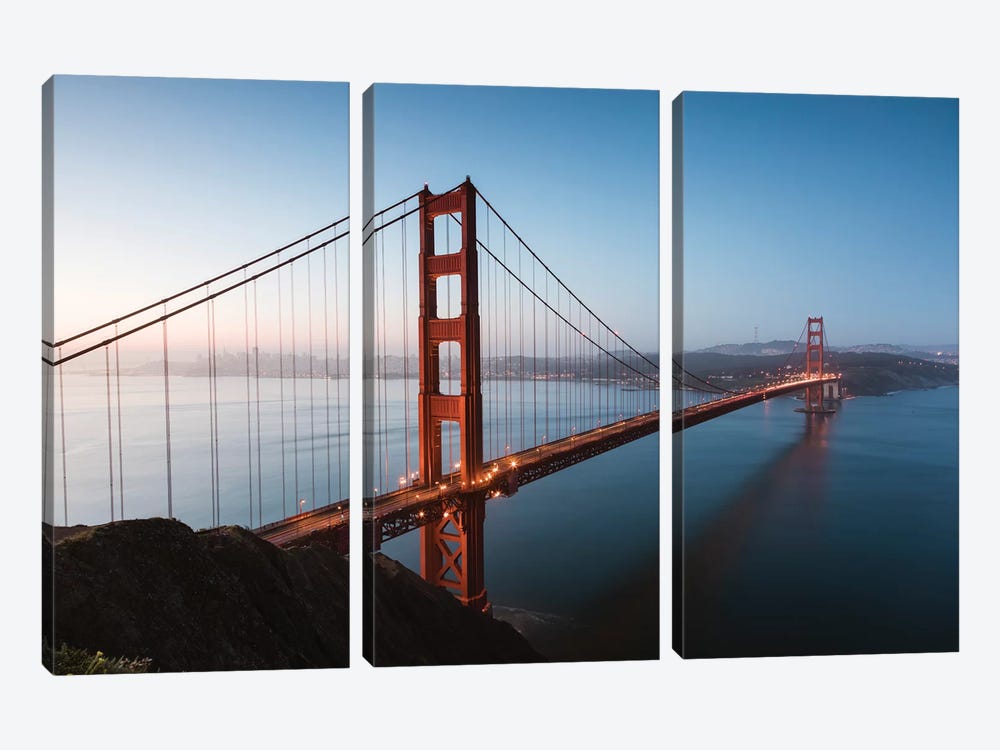 Morning At The Golden Gate by Matteo Colombo 3-piece Canvas Wall Art