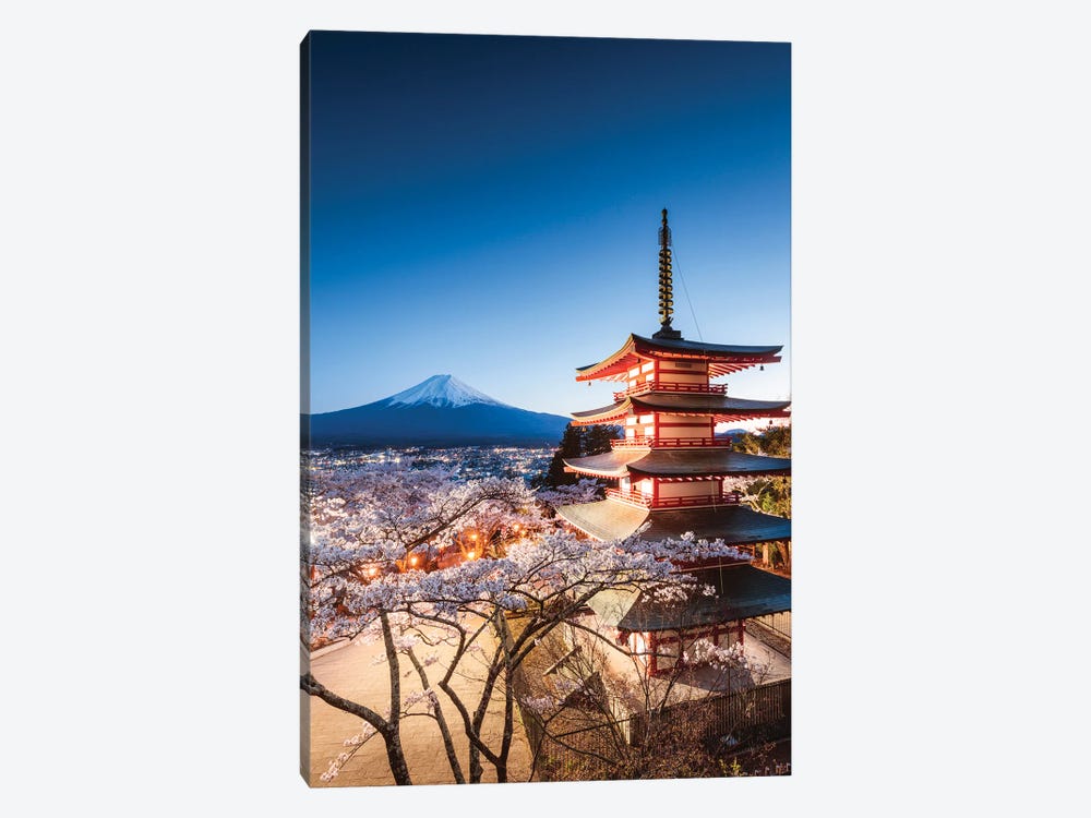 Pagoda And Cherry Trees, Fuji Five Lakes, Japan II by Matteo Colombo 1-piece Canvas Art
