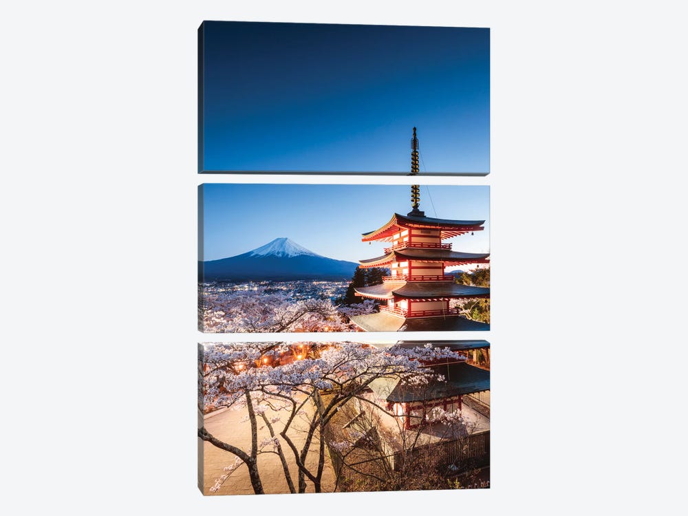 Pagoda And Cherry Trees, Fuji Five Lakes, Japan II by Matteo Colombo 3-piece Canvas Art