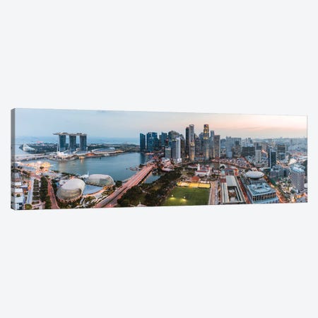 Panoramic Of Skyline At Sunset, Singapore Canvas Print #TEO410} by Matteo Colombo Canvas Print