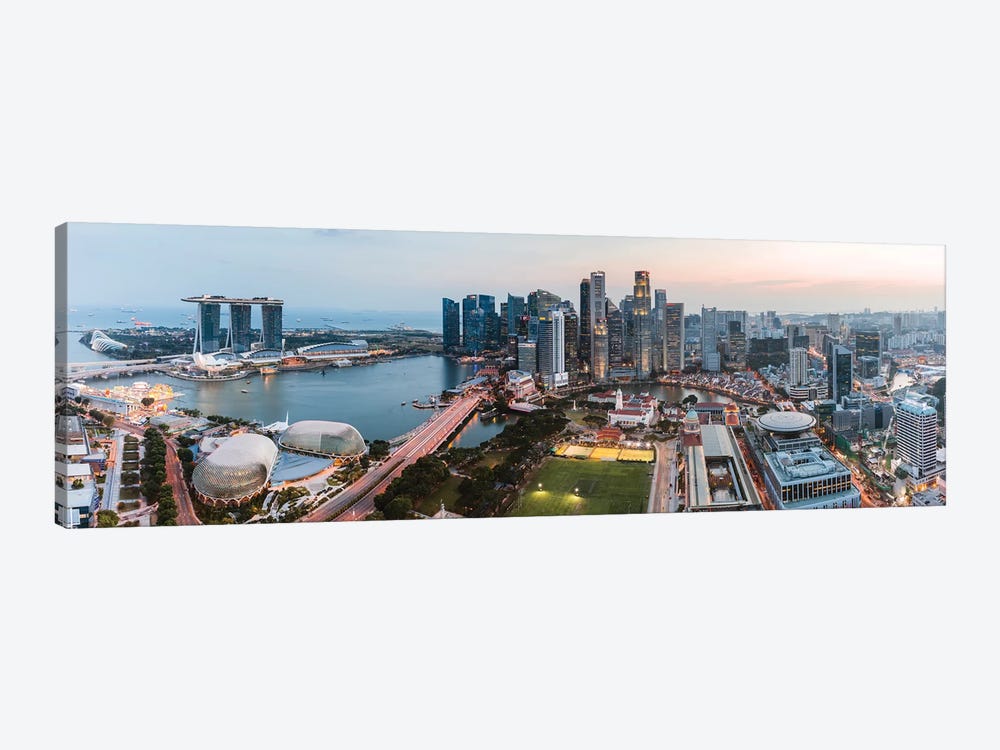 Panoramic Of Skyline At Sunset, Singapore by Matteo Colombo 1-piece Canvas Wall Art