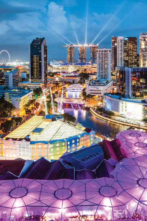 Skyline At Dusk, Clarke Quay, Singapore I