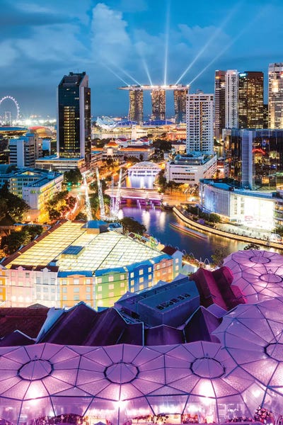 Singapore: Skyline At Dusk, Clarke Quay, Singapore I by Matteo Colombo