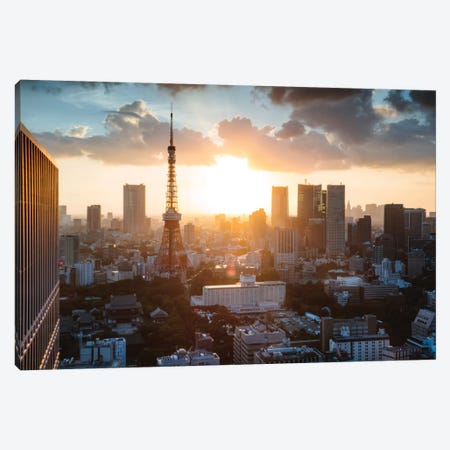 Sunset Over Tokyo, Japan Canvas Print #TEO429} by Matteo Colombo Canvas Art