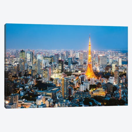 Tokyo Tower And City At Dusk, Tokyo, Japan Canvas Print #TEO443} by Matteo Colombo Canvas Artwork
