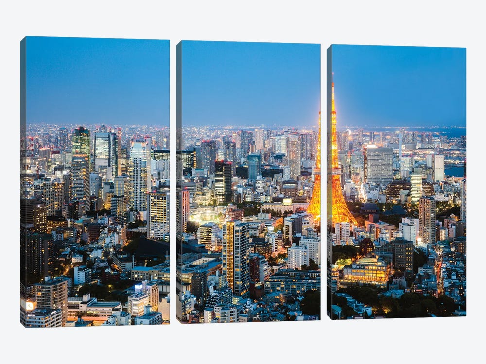 Tokyo Tower And City At Dusk, Tokyo, Japan by Matteo Colombo 3-piece Canvas Wall Art