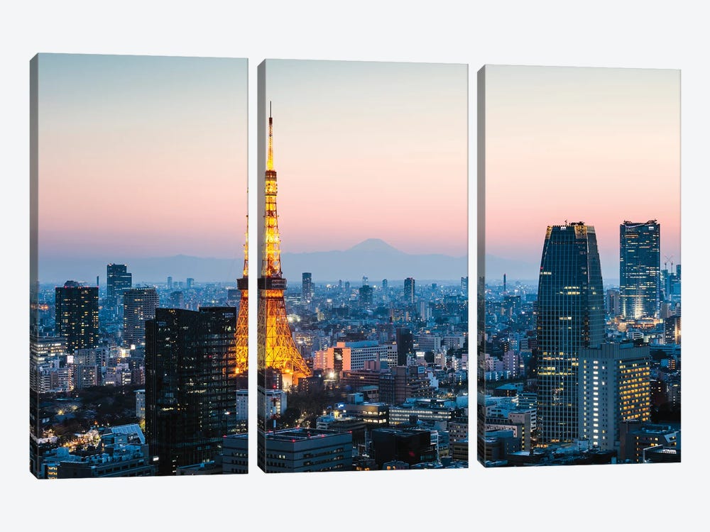 Tokyo Tower And Mt. Fuji, Japan I by Matteo Colombo 3-piece Canvas Print