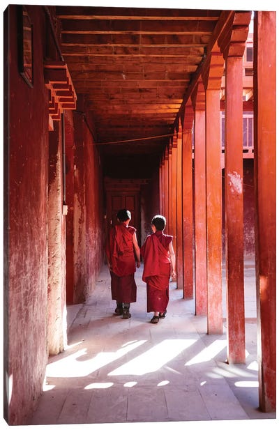 Two Young Monks, Nepal Canvas Art Print - Nepal