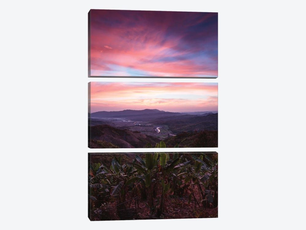 Landscape At Sunrise, Mindat, Chin State, Republic Of The Union Of Myanmar by Matteo Colombo 3-piece Canvas Print