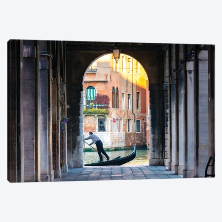 Gondolier In Venice Canvas Print #TEO484} by Matteo Colombo Canvas Art Print