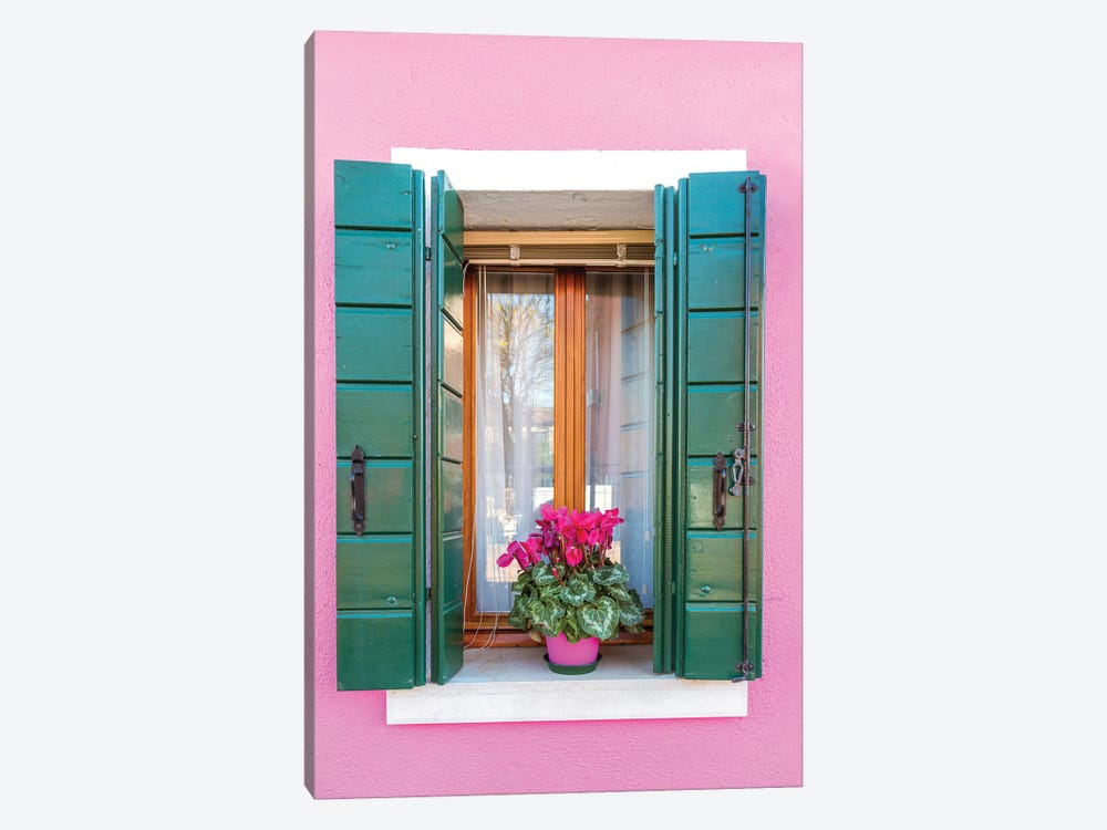 Pink Window In Burano, Venice by Matteo Colombo 1-piece Canvas Art Print
