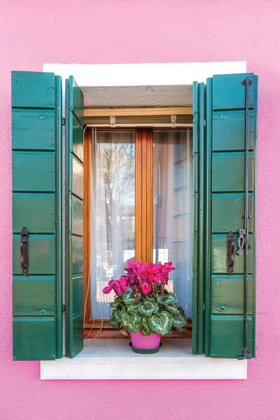 Burano: Pink Window In Burano, Venice by Matteo Colombo