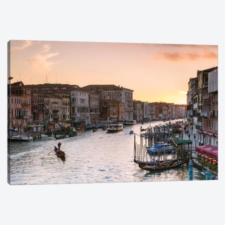 Romantic Sunset In Venice Canvas Print #TEO504} by Matteo Colombo Canvas Wall Art