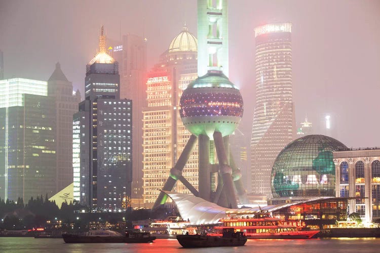 Shanghai Skyline At Night, China