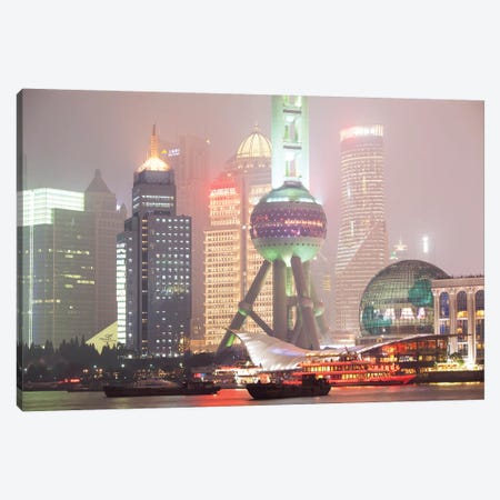 Shanghai Skyline At Night, China Canvas Print #TEO511} by Matteo Colombo Canvas Wall Art