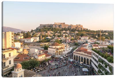 The Acropolis At Sunset, Athens, Greece Canvas Art Print - City Sunrise & Sunset Art