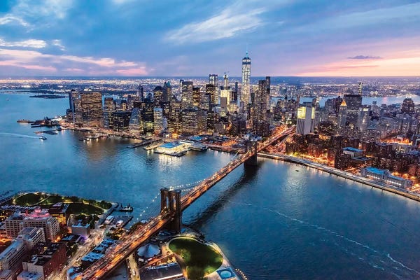 Matteo Colombo: Brooklyn Bridge And Manhattan At Dusk II by Matteo Colombo