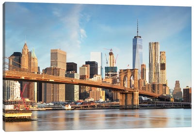 Brooklyn Bridge And Manhattan Skyline I Canvas Art Print - Landmarks & Attractions