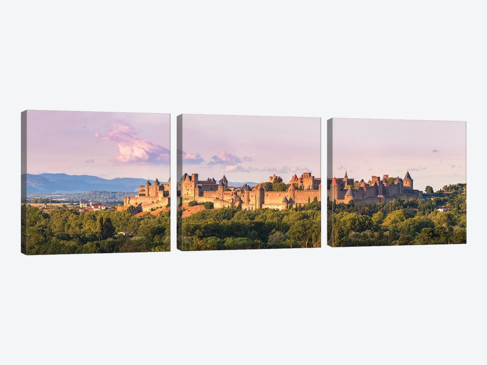 Carcassonne Panoramic, France by Matteo Colombo 3-piece Canvas Art