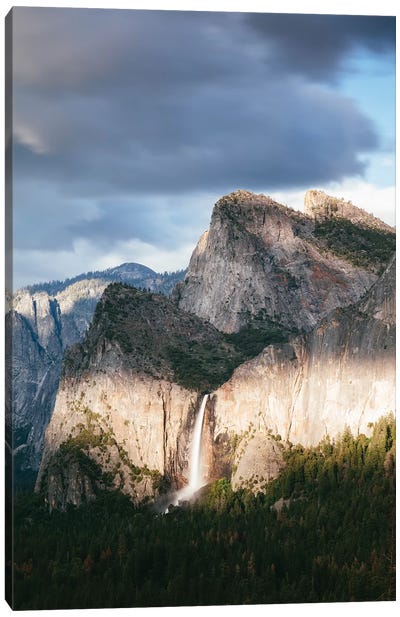 Dramatic Light On Bridalveil Fall, Yosemite Canvas Art Print - Yosemite National Park Art