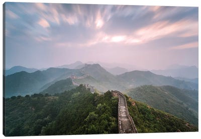 First Light Over The Great Wall Of China I Canvas Art Print - Monument Art