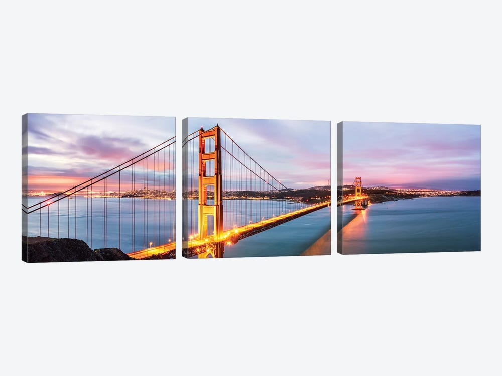 Golden Gate Bridge At Dawn, San Francisco by Matteo Colombo 3-piece Canvas Art Print
